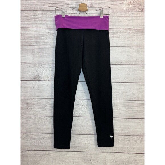 Victoria's Secret Pants - VICTORIA’S SECRET PINK YOGA  BLING SEQUIN FOLDOVER  LEGGINGS SMALL FUCHSIA NWT